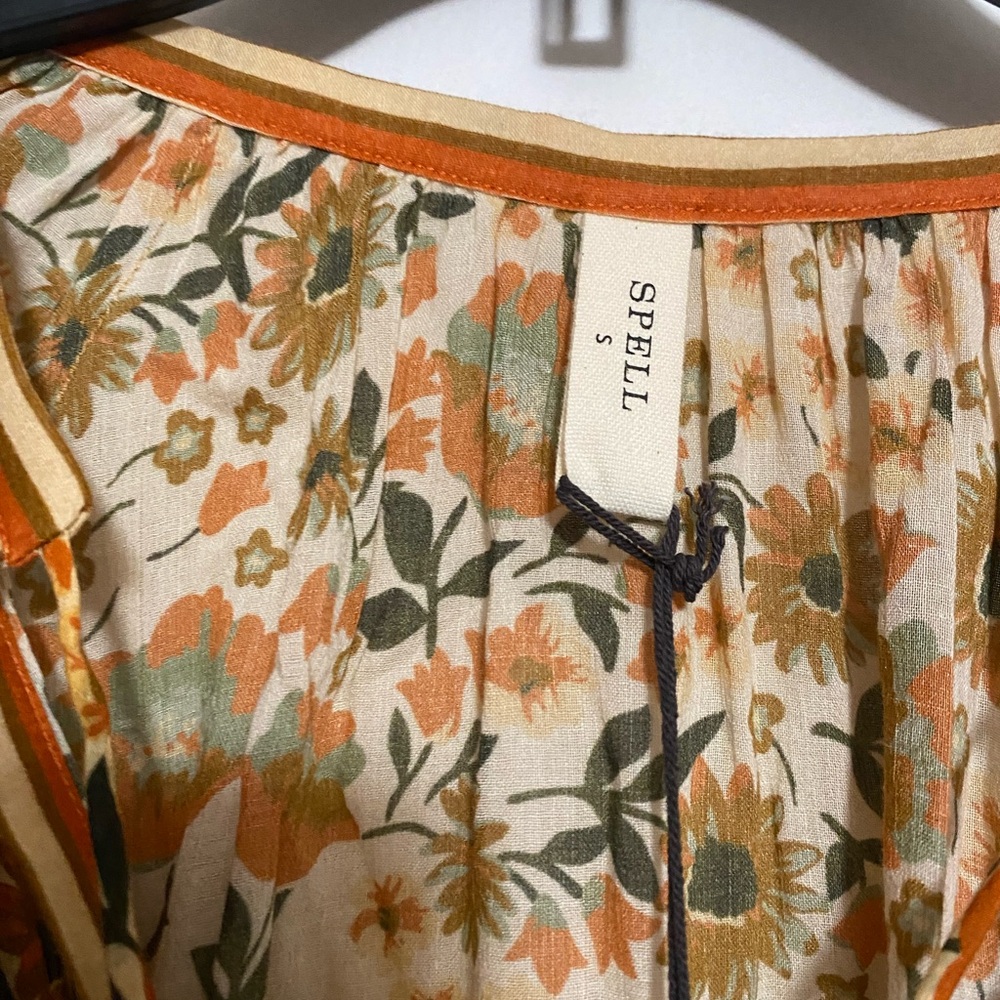 Spell IMPALA LILY TIE BLOUSE in Gold - Picture 5 of 7